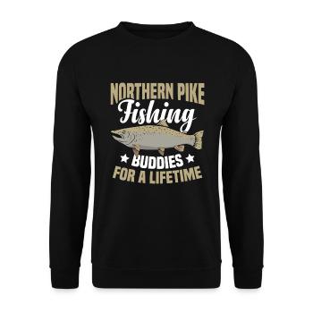 Northern Pike Fisherman Pike Fishing Rod Pike Fish - Unisex Sweatshirt - black - Front - Alina (178cm) & Michal (187cm)