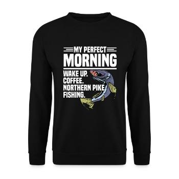 Northern Pike Fisherman Pike Fishing Rod Pike Fish - Unisex Sweatshirt - black - Front - Alina (178cm) & Michal (187cm)