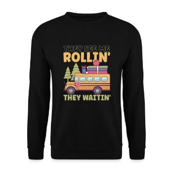 Funny School Bus Driver Appreciation anniversary - Unisex Pullover - Schwarz - Vorne - Alina (178cm) & Michal (187cm)