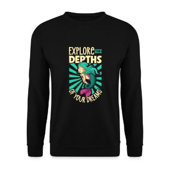 Sirène Reine, Mer, Royal, Océan, Monarque - Sweat-shirt Unisexe - noir - Devant - Alina (178cm) & Michal (187cm)