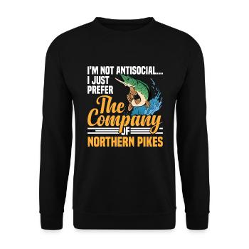 Northern Pike Fisherman Pike Fishing Rod Pike Fish - Unisex Sweatshirt - black - Front - Alina (178cm) & Michal (187cm)