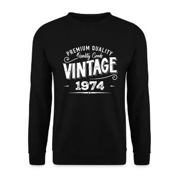 Jahrgang 1974 Original Retro Vintage Jubiläum - Unisex Pullover - Schwarz - Vorne - Alina (178cm) & Michal (187cm)
