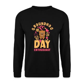 Groundhog Day Enthusiasts 2024, February 2 - Unisex Sweatshirt - black - Front - Alina (178cm) & Michal (187cm)