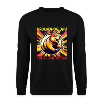 Groundhog Day Enthusiasts 2024, February 2 - Unisex Sweatshirt - black - Front - Alina (178cm) & Michal (187cm)