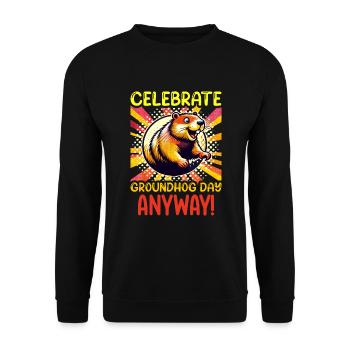 Groundhog Day Enthusiasts 2024, February 2 - Unisex Sweatshirt - black - Front - Alina (178cm) & Michal (187cm)