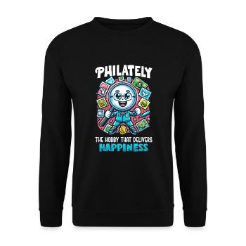 Philately Philatelist Stamp Collecting - Unisex Sweatshirt - black - Front - Alina (178cm) & Michal (187cm)