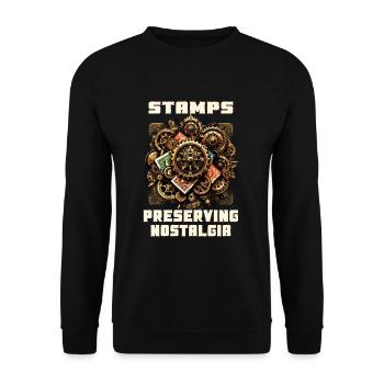 Philatelie Philatelist Briefmarke Sammeln - Unisex Pullover - Schwarz - Vorne - Alina (178cm) & Michal (187cm)