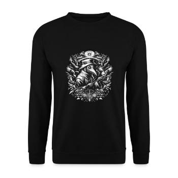 Spooky Halloween Horror Plague Doctor - Unisex Sweatshirt - black - Front - Alina (178cm) & Michal (187cm)