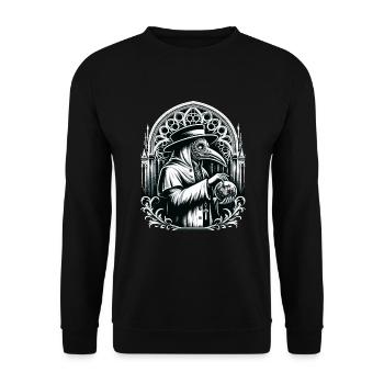 Gruseliger Halloween-horror-seuchendoktor - Unisex Pullover - Schwarz - Vorne - Alina (178cm) & Michal (187cm)