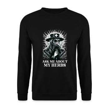 Spooky Halloween Horror Plague Doctor - Unisex Sweatshirt - black - Front - Alina (178cm) & Michal (187cm)