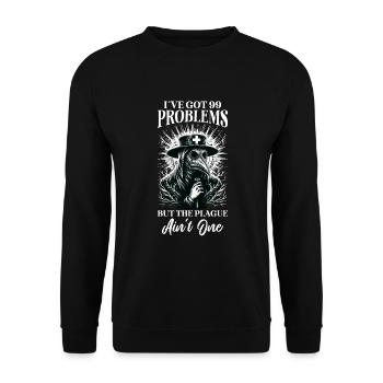 Gruseliger Halloween-horror-seuchendoktor - Unisex Pullover - Schwarz - Vorne - Alina (178cm) & Michal (187cm)