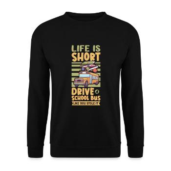 Funny School Bus Driver Appreciation anniversary - Unisex Pullover - Schwarz - Vorne - Alina (178cm) & Michal (187cm)