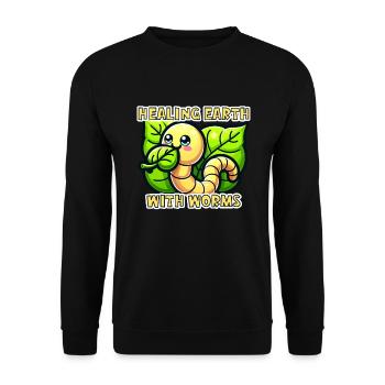 Lombriciculture Jardinage de vers de terre Vermiculture - Sweat-shirt Unisexe - noir - Devant - Alina (178cm) & Michal (187cm)