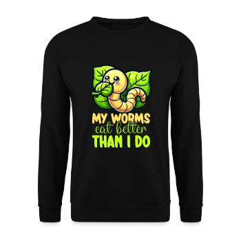 Lombriciculture Jardinage de vers de terre Vermiculture - Sweat-shirt Unisexe - noir - Devant - Alina (178cm) & Michal (187cm)