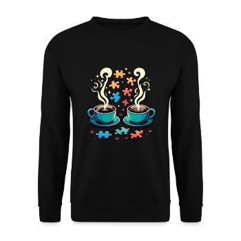 Puzzle Lover Jigzaw Puzzle Brettspiel Puzzler - Unisex Pullover - Schwarz - Vorne - Alina (178cm) & Michal (187cm)