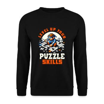 Puzzle Lover Jigzaw Puzzle Brettspiel Puzzler - Unisex Pullover - Schwarz - Vorne - Alina (178cm) & Michal (187cm)