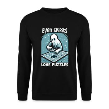 Puzzle Lover Jigzaw Puzzle Brettspiel Puzzler - Unisex Pullover - Schwarz - Vorne - Alina (178cm) & Michal (187cm)