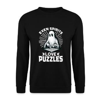 Puzzle Lover Jigzaw Puzzle Board Game Puzzler - Unisex Sweatshirt - black - Front - Alina (178cm) & Michal (187cm)