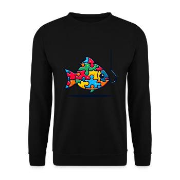 Puzzle Lover Jigzaw Puzzle Brettspiel Puzzler - Unisex Pullover - Schwarz - Vorne - Alina (178cm) & Michal (187cm)
