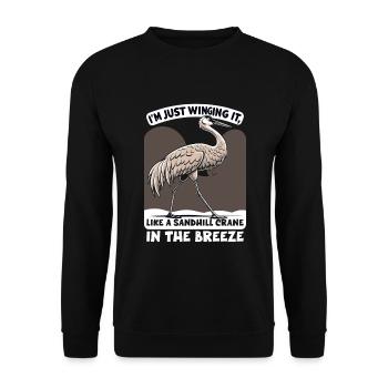 Sandhill Crane Lovers Bird Watching - Unisex Sweatshirt - black - Front - Alina (178cm) & Michal (187cm)
