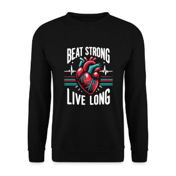 Healthy Heartbeat February Heart Awareness - Unisex Sweatshirt - black - Front - Alina (178cm) & Michal (187cm)