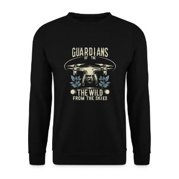Drohne Pilot Opa Geschenkidee Alter Mann Mit - Unisex Pullover - Schwarz - Vorne - Alina (178cm) & Michal (187cm)