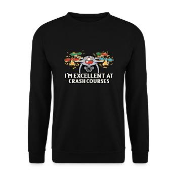 Drohne Pilot Opa Geschenkidee Alter Mann Mit - Unisex Pullover - Schwarz - Vorne - Alina (178cm) & Michal (187cm)