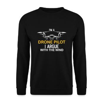 Drohne Pilot Opa Geschenkidee Alter Mann Mit - Unisex Pullover - Schwarz - Vorne - Alina (178cm) & Michal (187cm)