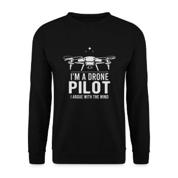 Drohne Pilot Opa Geschenkidee Alter Mann Mit - Unisex Pullover - Schwarz - Vorne - Alina (178cm) & Michal (187cm)