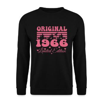 58. Geburtstagsgeschenk 1966 Frau | Geboren 1966 - Unisex Pullover - Schwarz - Vorne - Alina (178cm) & Michal (187cm)