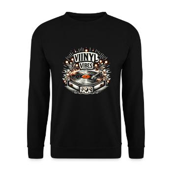 Schallplatten Lp Sammler Schallplattenliebhaber - Unisex Pullover - Schwarz - Vorne - Alina (178cm) & Michal (187cm)
