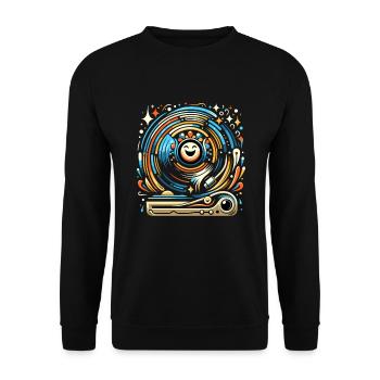 Schallplatten Lp Sammler Schallplattenliebhaber - Unisex Pullover - Schwarz - Vorne - Alina (178cm) & Michal (187cm)