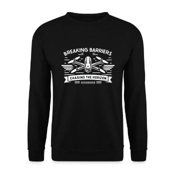 Drohne Pilot Opa Geschenkidee Alter Mann Mit - Unisex Pullover - Schwarz - Vorne - Alina (178cm) & Michal (187cm)
