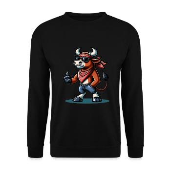 Rodeo Bull Riding Livestock Show Farmer Cattle - Unisex Pullover - Schwarz - Vorne - Alina (178cm) & Michal (187cm)