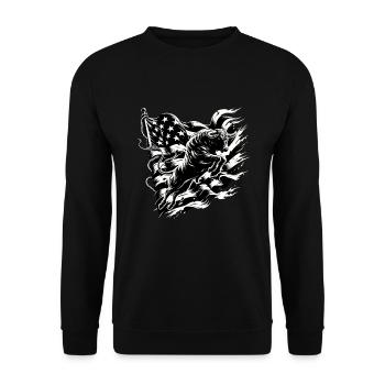 Rodeo Bull Riding Livestock Show Farmer Cattle - Unisex Pullover - Schwarz - Vorne - Alina (178cm) & Michal (187cm)