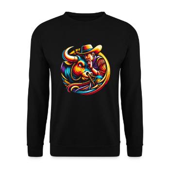 Rodeo Bull Riding Livestock Show Farmer Cattle - Unisex Pullover - Schwarz - Vorne - Alina (178cm) & Michal (187cm)