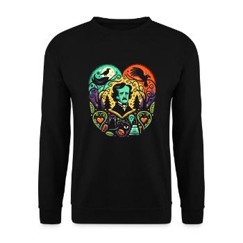 Edgar Allan Poe Fan, Klassische Literatur, - Unisex Pullover - Schwarz - Vorne - Alina (178cm) & Michal (187cm)