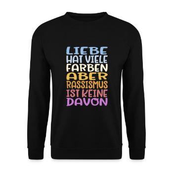 Liebe hat viele Farben - Unisex Pullover - Schwarz - Vorne - Alina (178cm) & Michal (187cm)