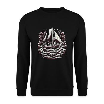 Boating Dad Boat Captain Pontoon Sailor Cruising - Unisex Pullover - Schwarz - Vorne - Alina (178cm) & Michal (187cm)