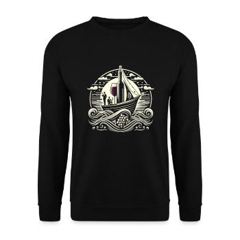Boating Dad Boat Captain Pontoon Sailor Cruising - Unisex Pullover - Schwarz - Vorne - Alina (178cm) & Michal (187cm)