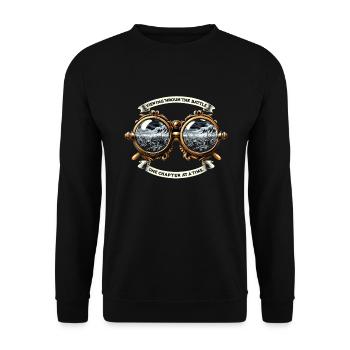 Geschenk Für Buchliebhaber Mit - Unisex Pullover - Schwarz - Vorne - Alina (178cm) & Michal (187cm)