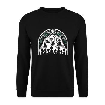 Puppet Mastery Shadow Play Ventriloquist Gift - Unisex Sweatshirt - black - Front - Alina (178cm) & Michal (187cm)