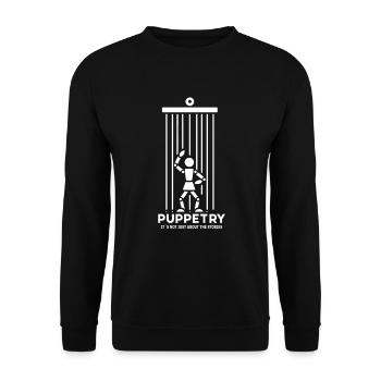 Puppet Mastery Shadow Play ventriloquist gift - Unisex Sweatshirt - black - Front - Alina (178cm) & Michal (187cm)