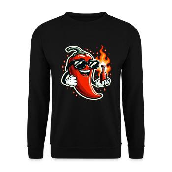 Scharfes Essen Liebhaber Von Chili Peppers Chef - Unisex Pullover - Schwarz - Vorne - Alina (178cm) & Michal (187cm)