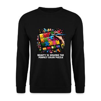 Puzzle Lover Jigzaw Puzzle Brettspiel Puzzler - Unisex Pullover - Schwarz - Vorne - Alina (178cm) & Michal (187cm)