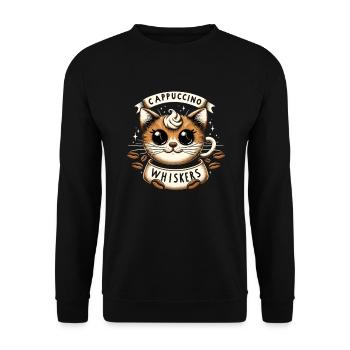 Coffee Break Cat Lover, Coffee Lover Süße Katze - Unisex Pullover - Schwarz - Vorne - Alina (178cm) & Michal (187cm)