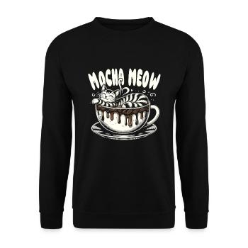 Coffee Break Cat Lover, Coffee Lover Süße Katze - Unisex Pullover - Schwarz - Vorne - Alina (178cm) & Michal (187cm)