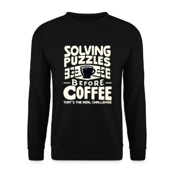 Puzzle Lover Jigzaw Puzzle Brettspiel Puzzler - Unisex Pullover - Schwarz - Vorne - Alina (178cm) & Michal (187cm)