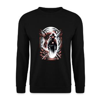 Cowboy Barn Bull Rider Rodeo Country Western - Unisex Sweatshirt - black - Front - Alina (178cm) & Michal (187cm)