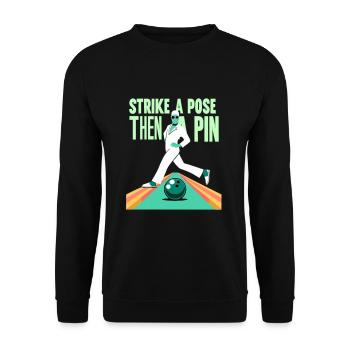 Funny bowling team bowler strike bowling club - Unisex Sweatshirt - black - Front - Alina (178cm) & Michal (187cm)
